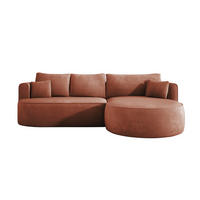ECKSOFA FIORE-L Moderne Ausziehbare Schlaf-Funktion, automatischer Auffaltung, lose Rückenkissen freistehend RECHTS 284x183x82 cm cm Brown - Braun, Holz/Textil (284/183cm) - DomoHome