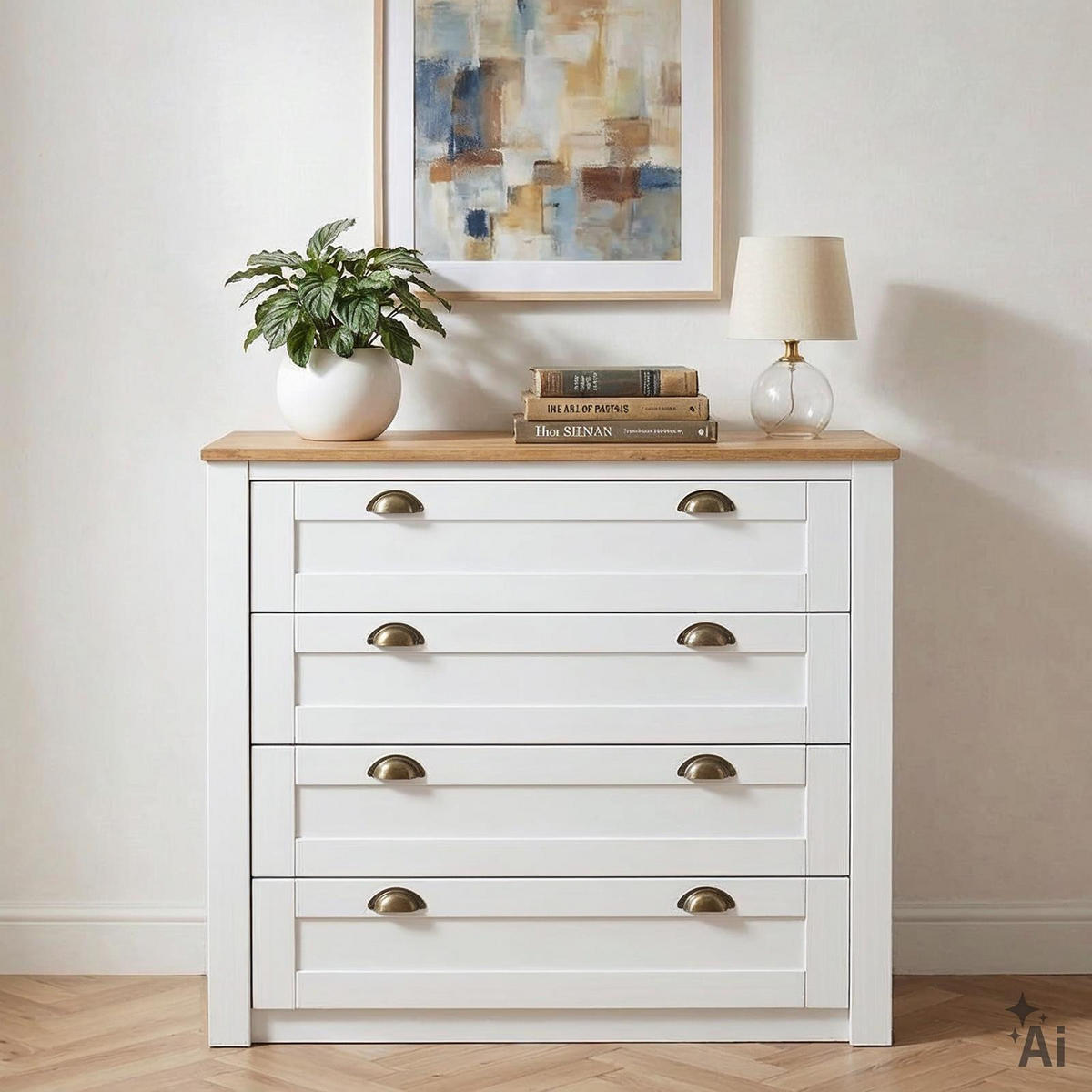 KOMMODE BOLTON weiß/braun - Weiß/Braun, Holz (91/93/40cm) - IDIMEX