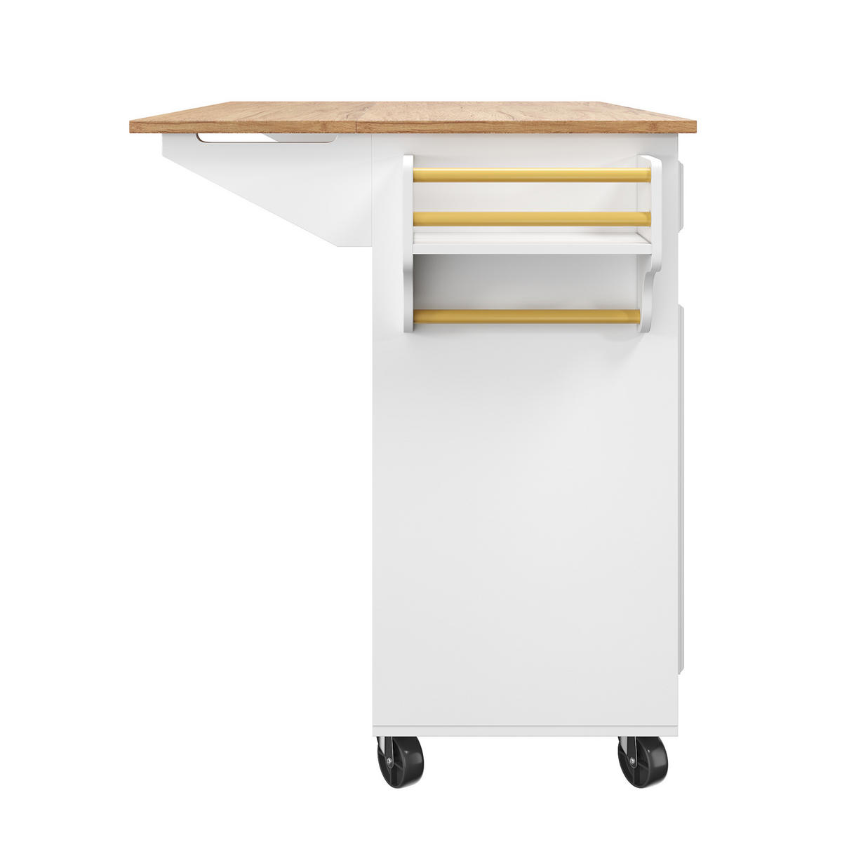 KÜCHENINSEL 110x75x92cm Weiß mit Klapptisch & Schubladen - Weiß, Holzwerkstoff (110/92/75cm) - Modfu
