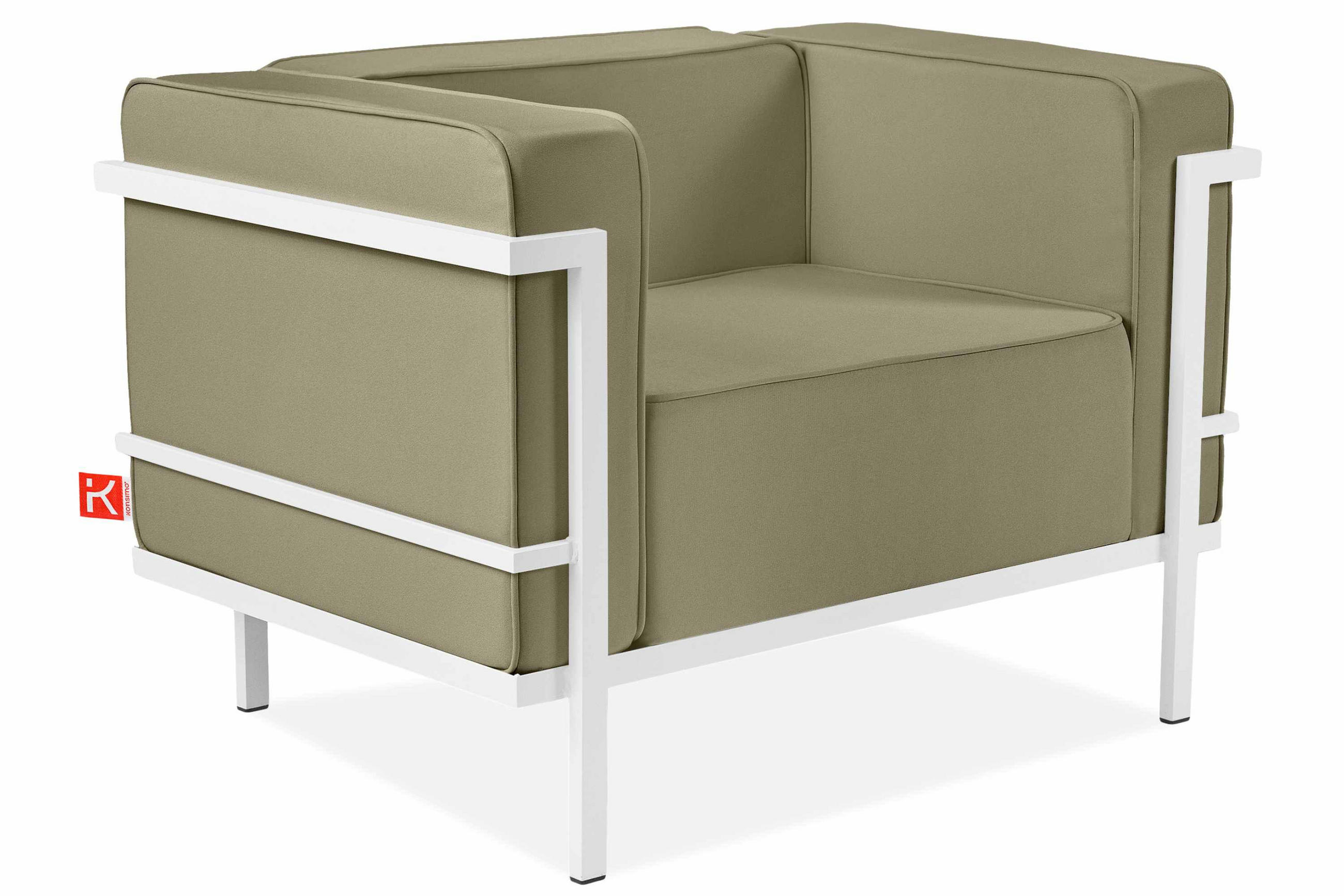 GARTENSESSEL TRIGLO Stahlgestell, Modern, Weiß/Beige - Beige/Weiß, Textil/Metall (99/70/69cm) - KONSIMO®