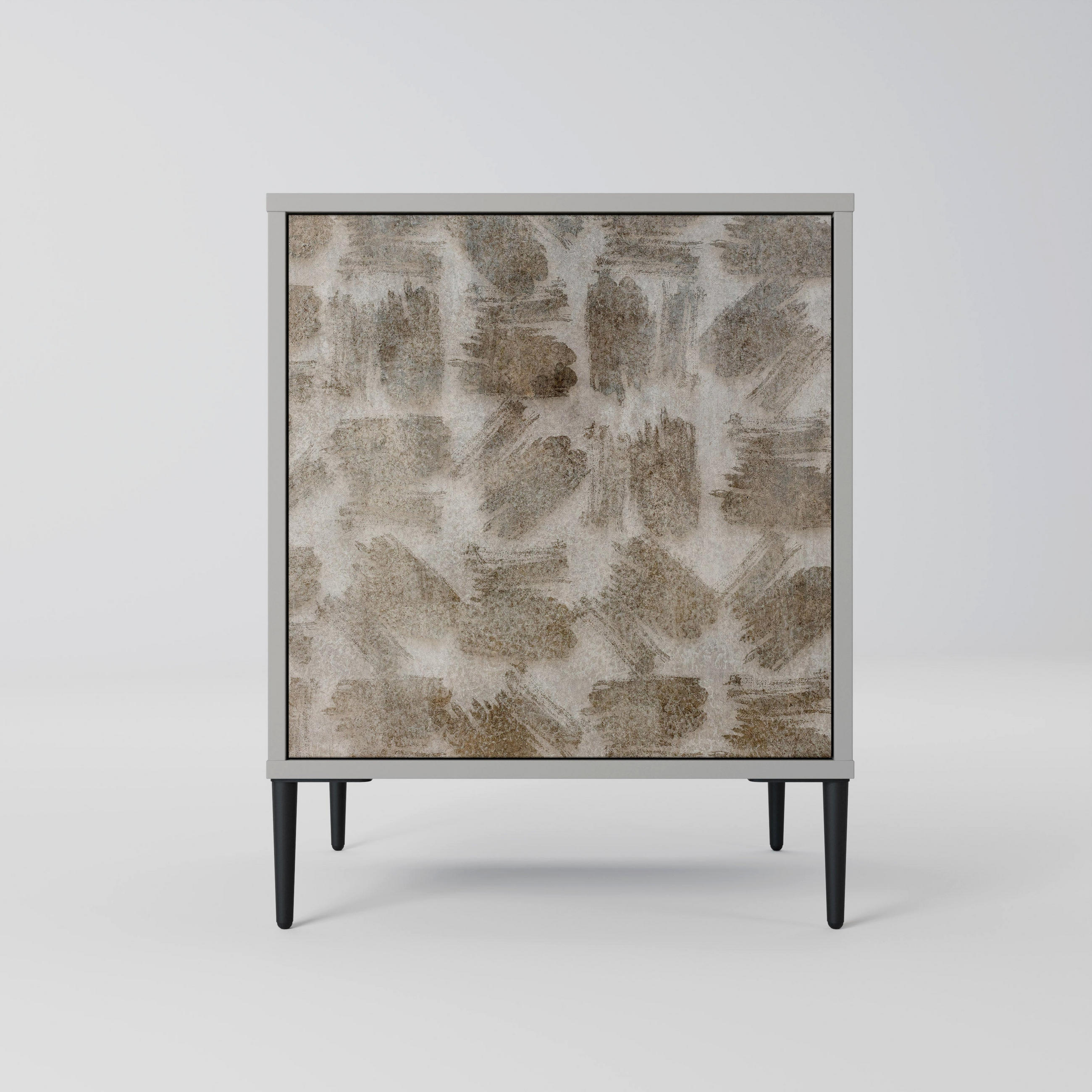 SIDEBOARD SLIGHTLY BLURRED, Grau, 57,5x42x72,5 cm, Schwarze Metallfüße - Multicolor/Schwarz, Holzwerkstoff/Metall (57.5/72.5/42cm) - SpaceRebels
