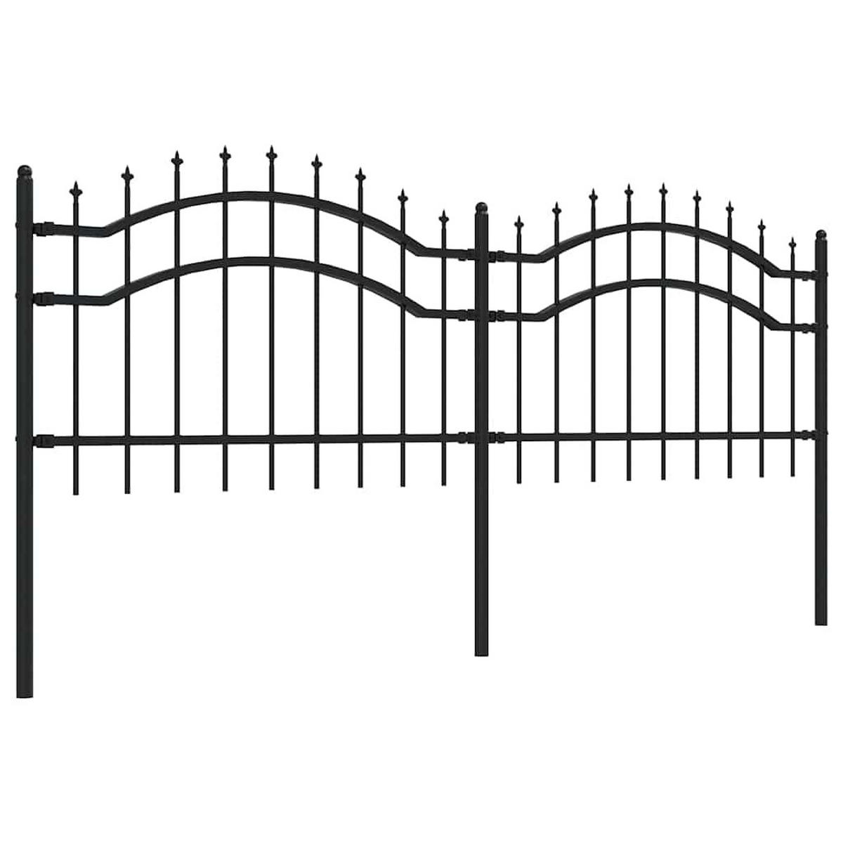 GARTENZAUN Mit Speerspitze Schwarz 240/75 Cm Stahl - Schwarz, Metall (5/115cm) - vidaXL