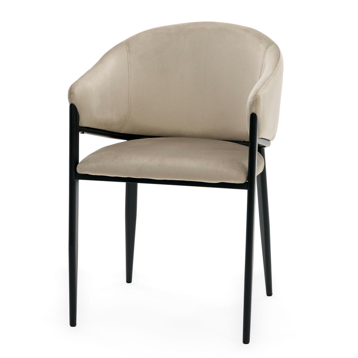 STUHL BUENO gespolsterter - dunkelbeige - Glamour Velour Samt - Beige/Schwarz, Textil/Metall (57/81/59cm) - NEW HOME
