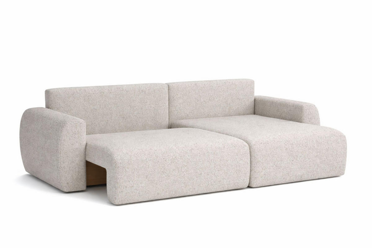 ECKSOFA Mit Schlaffunktion, Ariel XL, Chenille-Stoff, Stoff Artico, Beige, Rechts - Beige, Holz (280/142cm) - Kaiser Möbel