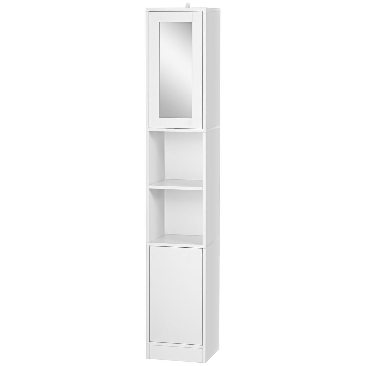 HOCHSCHRANK DE-12488 mit spiegel 30/28/170 cm Weiß - Weiß, Holzwerkstoff (28/170/30cm) - ComfortXL