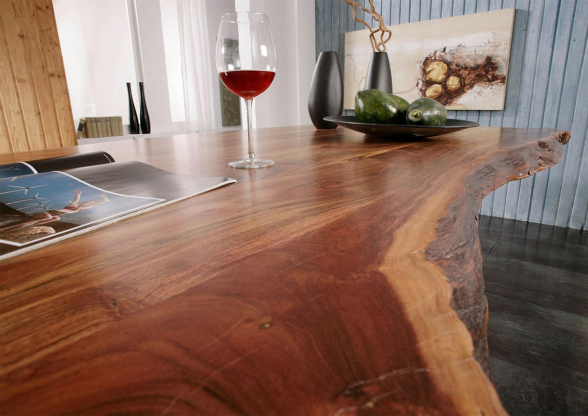 BAUMTISCH Akazie 270x110x78 walnuss lackiert FREEFORM #113 - Dunkelbraun, Holz (270/110/78cm) - Massivmoebel24