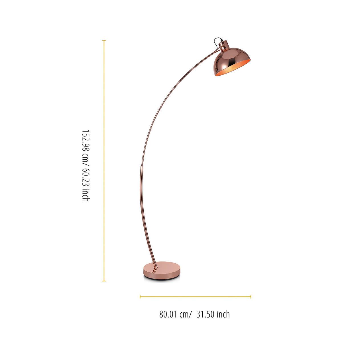 BOGENLEUCHTE Kupfer - Kupferfarben, Metall (153/24.9/153cm) - Teamson Home