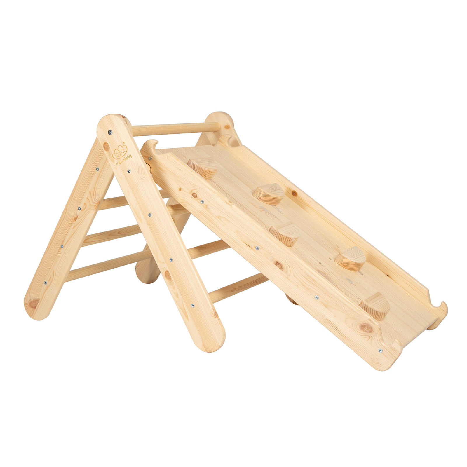 KLETTERDREIECK mit Rutsche, Montessori, Natur - Schwarz, Holz (59.5/59/60cm) - MeowBaby