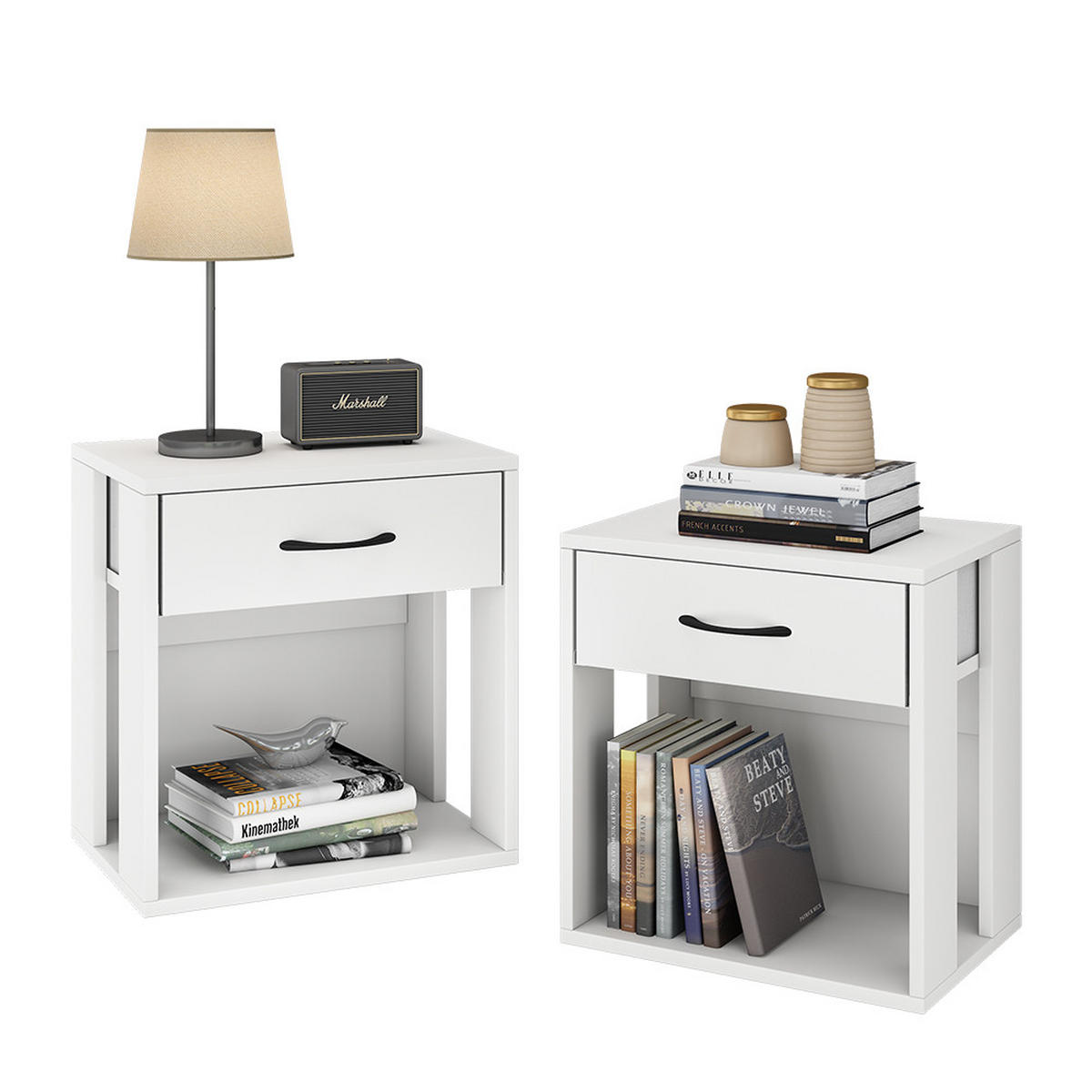NACHTTISCH Virela Weiß 39 x 41 cm 2er Set - Weiß, Holzwerkstoff (39/41/28cm) - Vicco