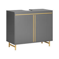 WASCHBECKENUNTERSCHRANK Grau - Goldfarben/Grau, Holzwerkstoff/Metall (75/65/35cm) - SoBuy