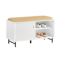 SCHUHBANK Weiß - Weiß, Leder/Holzwerkstoff (85/49/37cm) - SoBuy