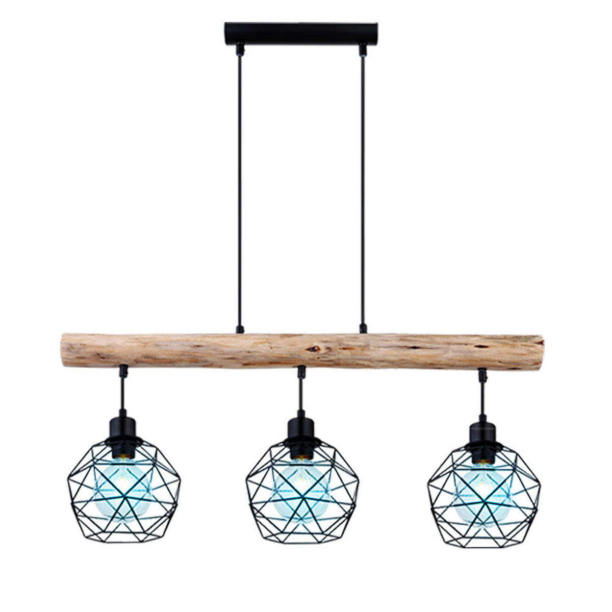 LED HÄNGELEUCHTE Holz Schwarz Gitter Design - Schwarz, Holz (76/18/120cm) - Globo Lighting