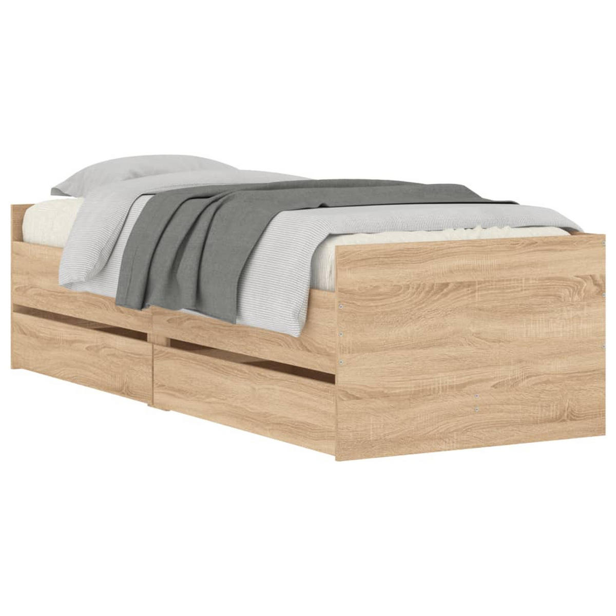 BETTGESTELL MIT SCHUBLADEN SONOMA-EICHE 90X190 CM - Sonoma Eiche, Holz - vidaXL