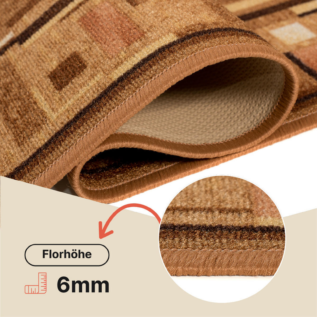 TEPPICHLÄUFER Anti-Rutsch Beige rutschfest Gummiunterlage 100/100 cm - Beige, Textil (100/100cm) - Tapiso