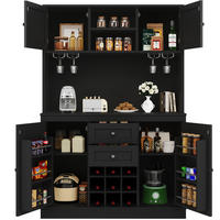 BUFFET 120/40/188 cm aus MDF mit Weinregal und verstellbaren Einlegeböden Schwarz - Schwarz, Holzwerkstoff (120/188/40cm) - Modenvie