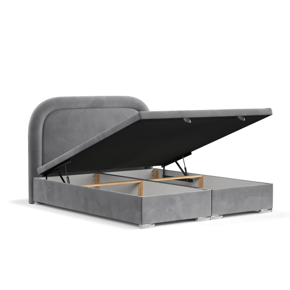 POLSTERBETT Harmony mit Stauraum 140/200 cm Grau im Uttario Stoff - Chromfarben/Grau, Holz/Holzwerkstoff (140/200cm) - AltaBeds