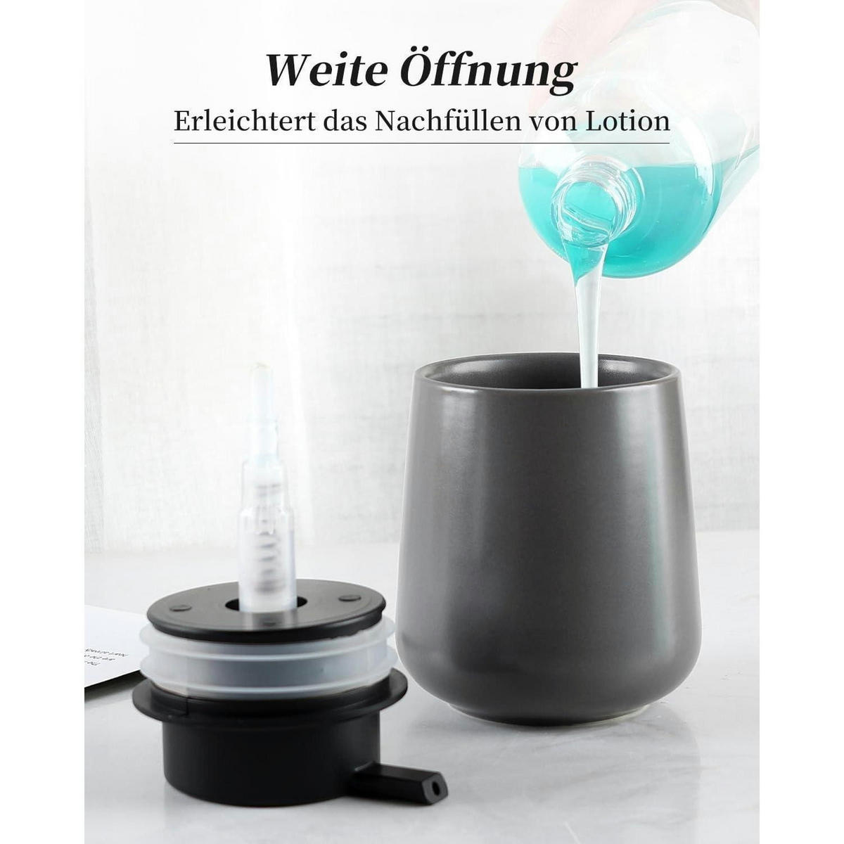 SEIFENSPENDER Keramik Grau 350 ml - Grau, Keramik (5.8/12.5/9.2cm)