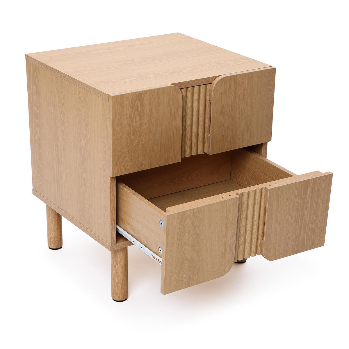 NACHTTISCH mit 2 Schubladen Beistelltisch | B45 x T41 x H52 cm - Eichefarben, Holzwerkstoff (45/52/40.5cm) - Hometopia