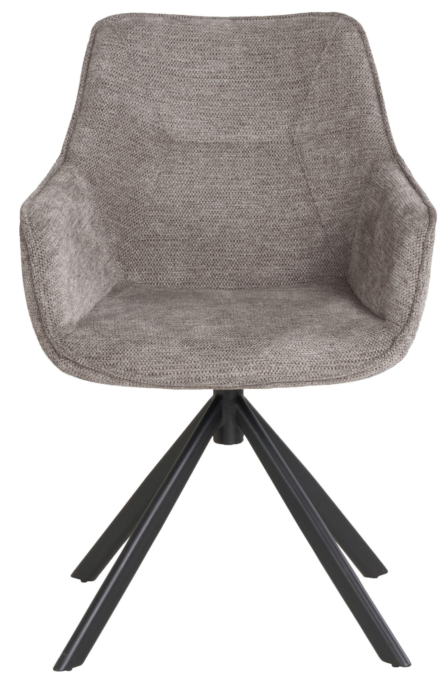 DININGSESSEL San Carlo - 4er Set - drehbar - hellgrau - Hellgrau/Schwarz, Textil/Metall (57/87/68cm) - bene living