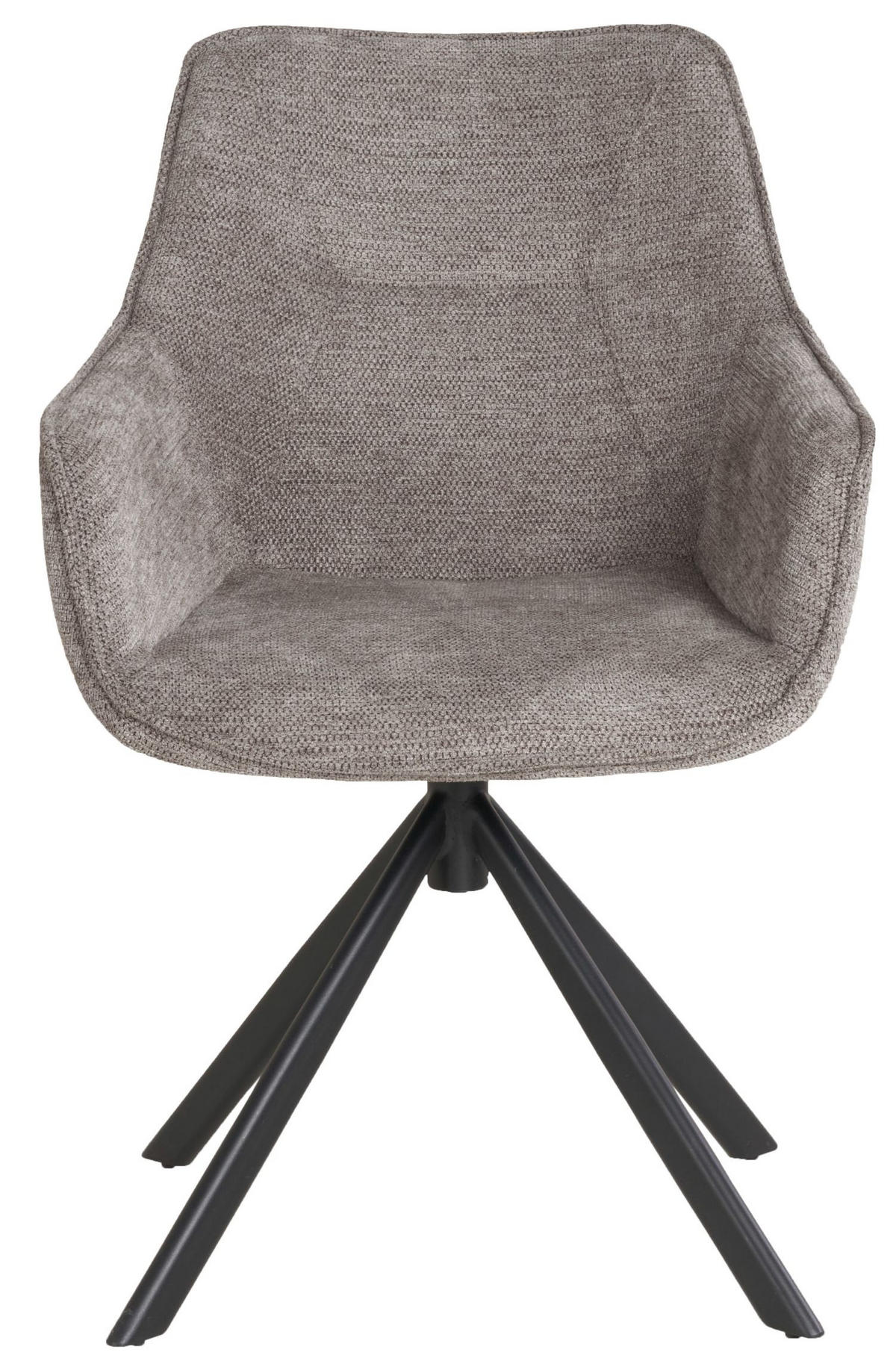 DININGSESSEL San Carlo - 4er Set - drehbar - hellgrau - Hellgrau/Schwarz, Textil/Metall (57/87/68cm) - bene living