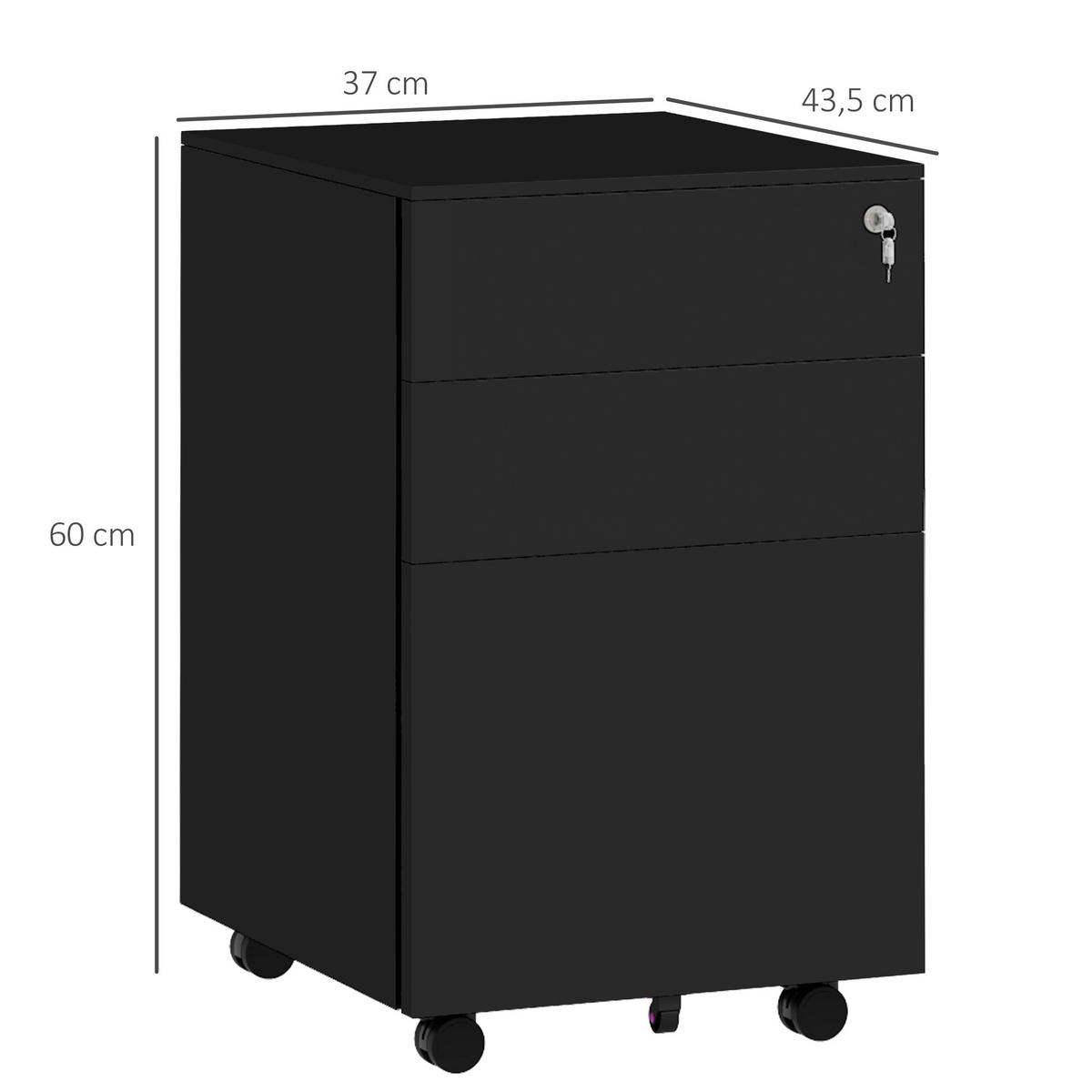 AKTENSCHRANK mit Schloss, für A4 Legal, Briefformat, Stahl - Schwarz, Metall (43.5/60/37cm) - Vinsetto