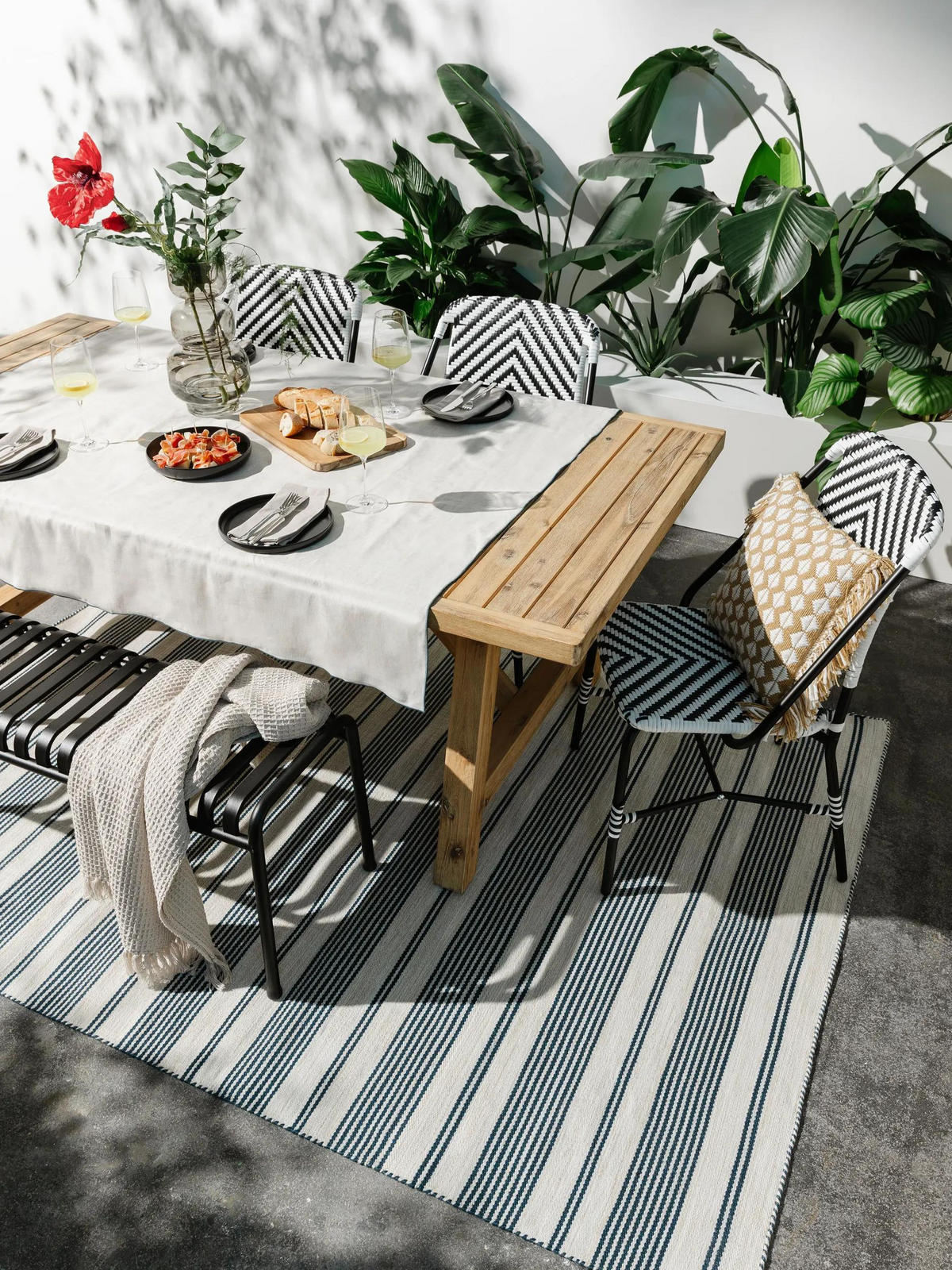 OUTDOORTEPPICH Rida Beige/Blau 120/170 cm - Blau/Beige, Kunststoff/Textil (120/170cm) - benuta