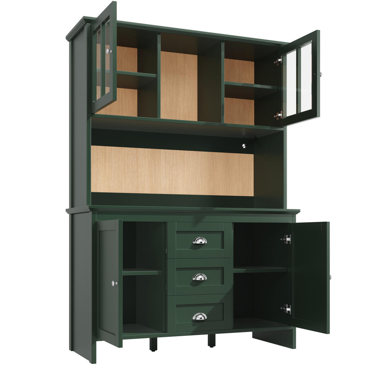 BUFFET 120/40/179 cm grün aus MDF mit LED-Beleuchtung - Grün, Holzwerkstoff (120/179/40cm) - OKWISH