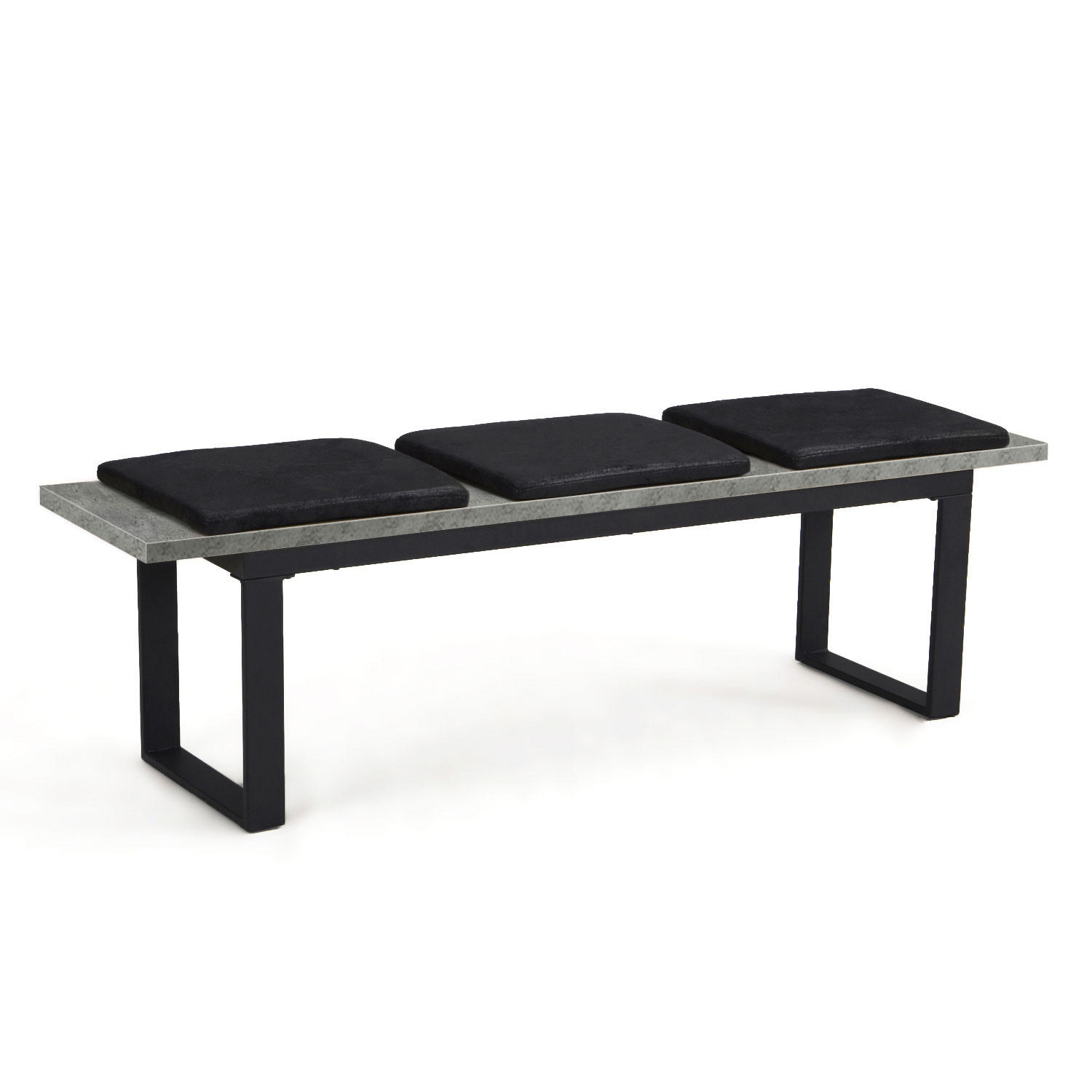 SITZBANK LEA Beton, 160/40/45 cm - Anthrazit/Schwarz, Holzwerkstoff/Metall (160/45/40cm) - B&D Home