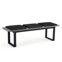 SITZBANK LEA Beton, 160/40/45 cm - Anthrazit/Schwarz, Holzwerkstoff/Metall (160/45/40cm) - B&D Home