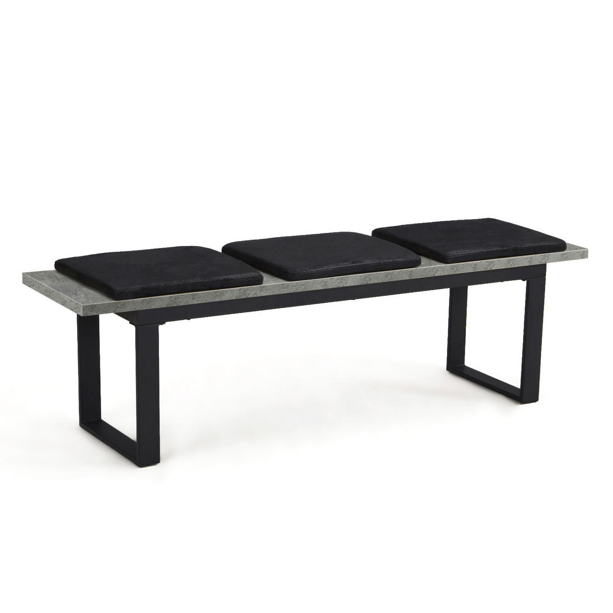 SITZBANK LEA Beton, 160/40/45 cm - Anthrazit/Schwarz, Holzwerkstoff/Metall (160/45/40cm) - B&D Home