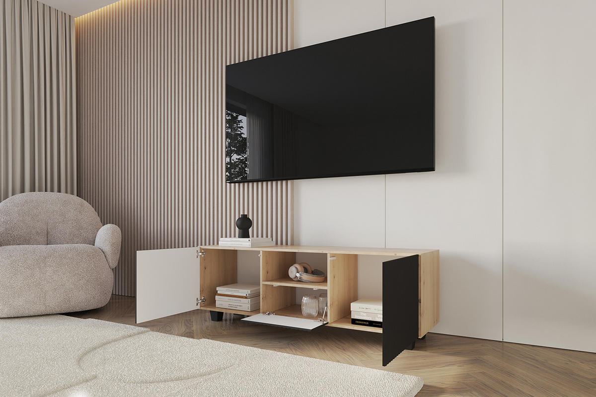 LOWBOARD NOA-2-S 140x50x41 cm - Artisan / Schwarz - Schwarz, Holzwerkstoff (140/50/41cm) - ALTDECOR