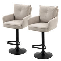 BARSTUHL - 2er-Set - Höhenverstellbar - Cord / Eisen - Beige, Textil/Metall (54/98/58cm) - home24