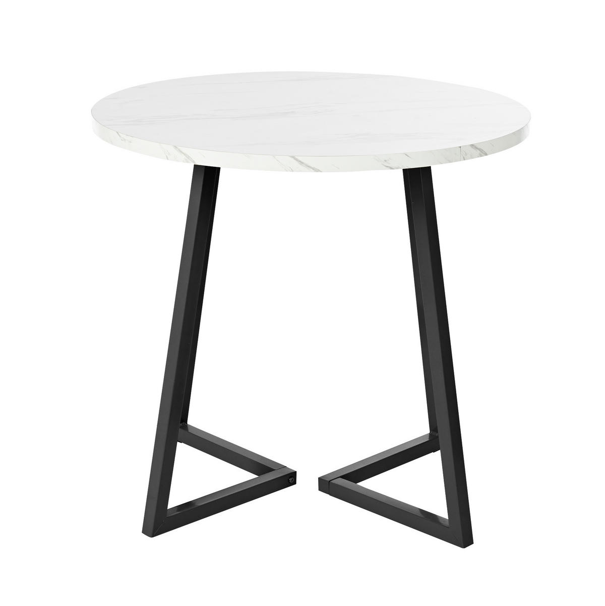 ESSTISCH, MDF mit Marmormuster & Metallgestell, Ø 80/75 cm, Schwarz - Schwarz, Holzwerkstoff (80/80/75cm) - Redom