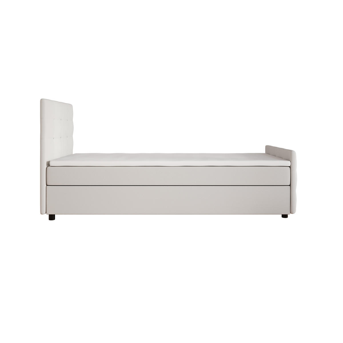 BOXBETT KLEO 90x200, mit Matratze H3 und Topper, Madryt 120 - Weiß, Holz/Kunststoff (90/200cm) - Bedante