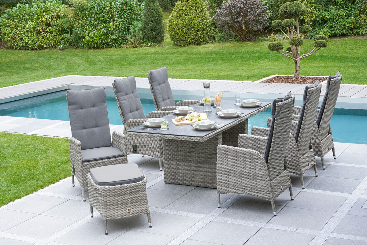 GARTENSTUHL Rio, Rattan grau - Grau, Kunststoff/Metall (58/110/65cm) - dasmöbelwerk