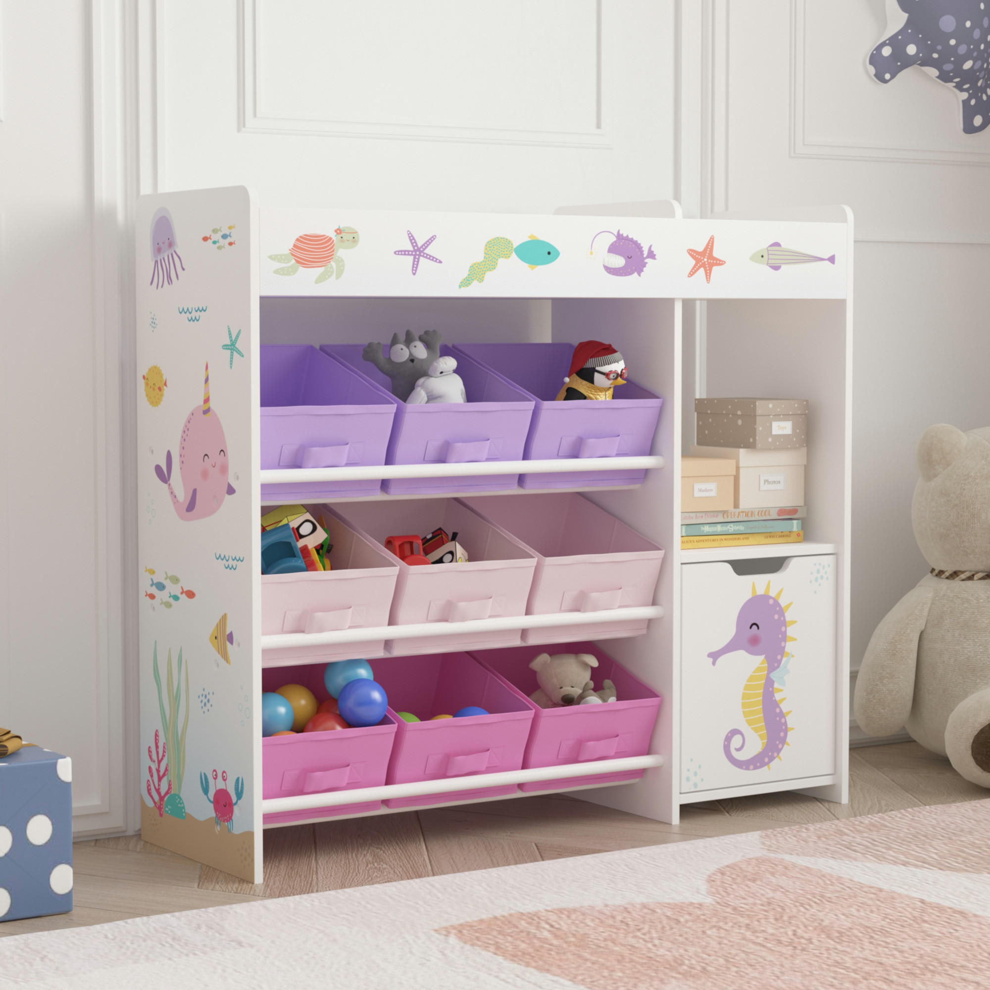 KINDERREGAL Søndreland - Pink/Lila, Holzwerkstoff (90/80/29.5cm) - [en.casa]