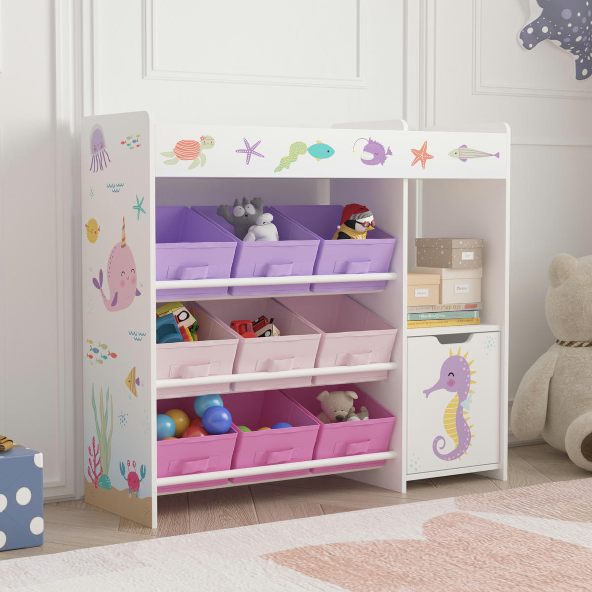 KINDERREGAL Søndreland - Pink/Lila, Holzwerkstoff (90/80/29.5cm) - [en.casa]