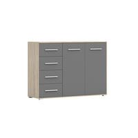 KOMMODE - Highboard IRYS 01 2D4S Sonoma + Grau - Grau/Sonoma Eiche, Holzwerkstoff (135/95/45cm) - Möblo