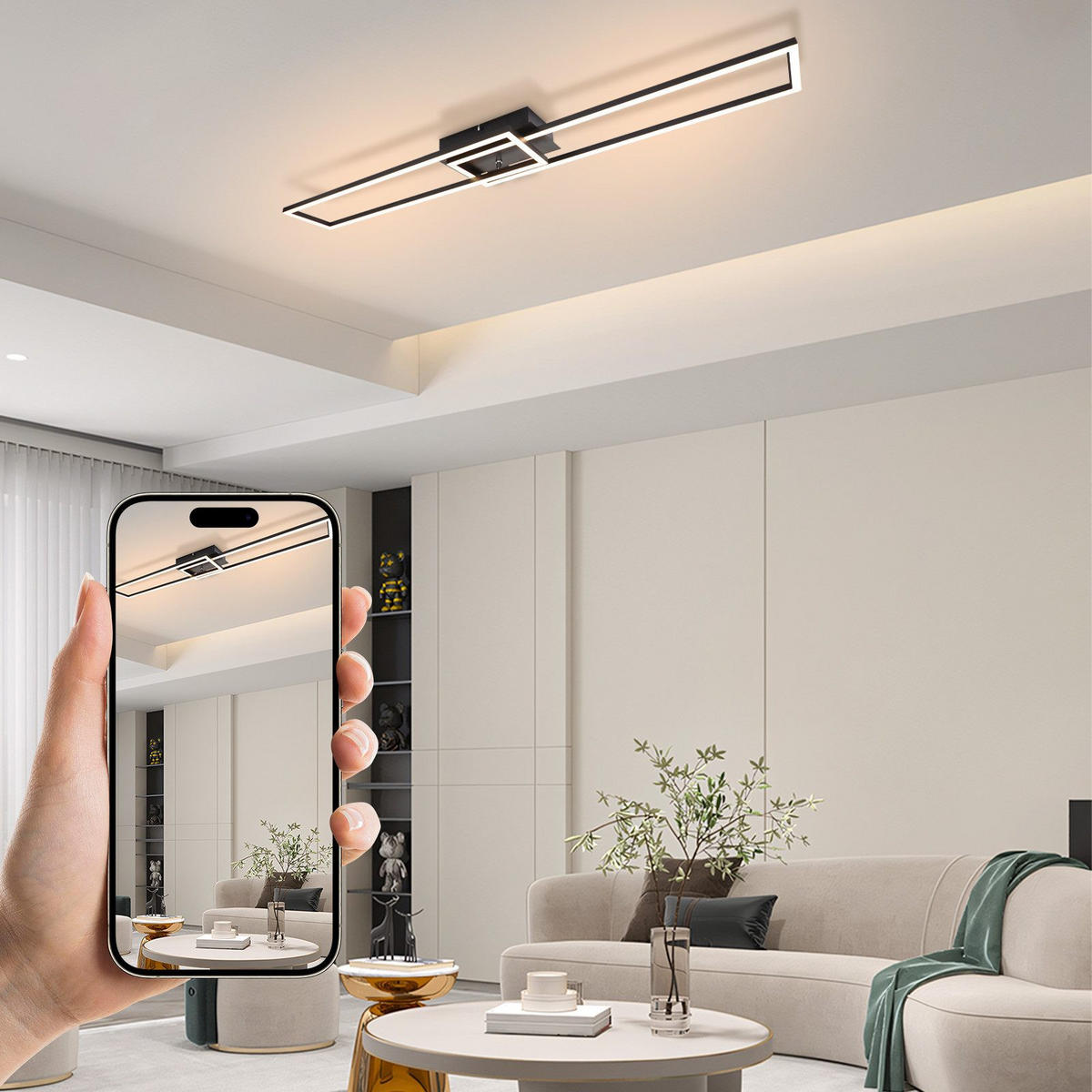LED-DECKENLEUCHTE Marbut 102.5/18.5/7.3 cm - Schwarz, Metall (18.5/102.5/7.3cm) - Nettlife