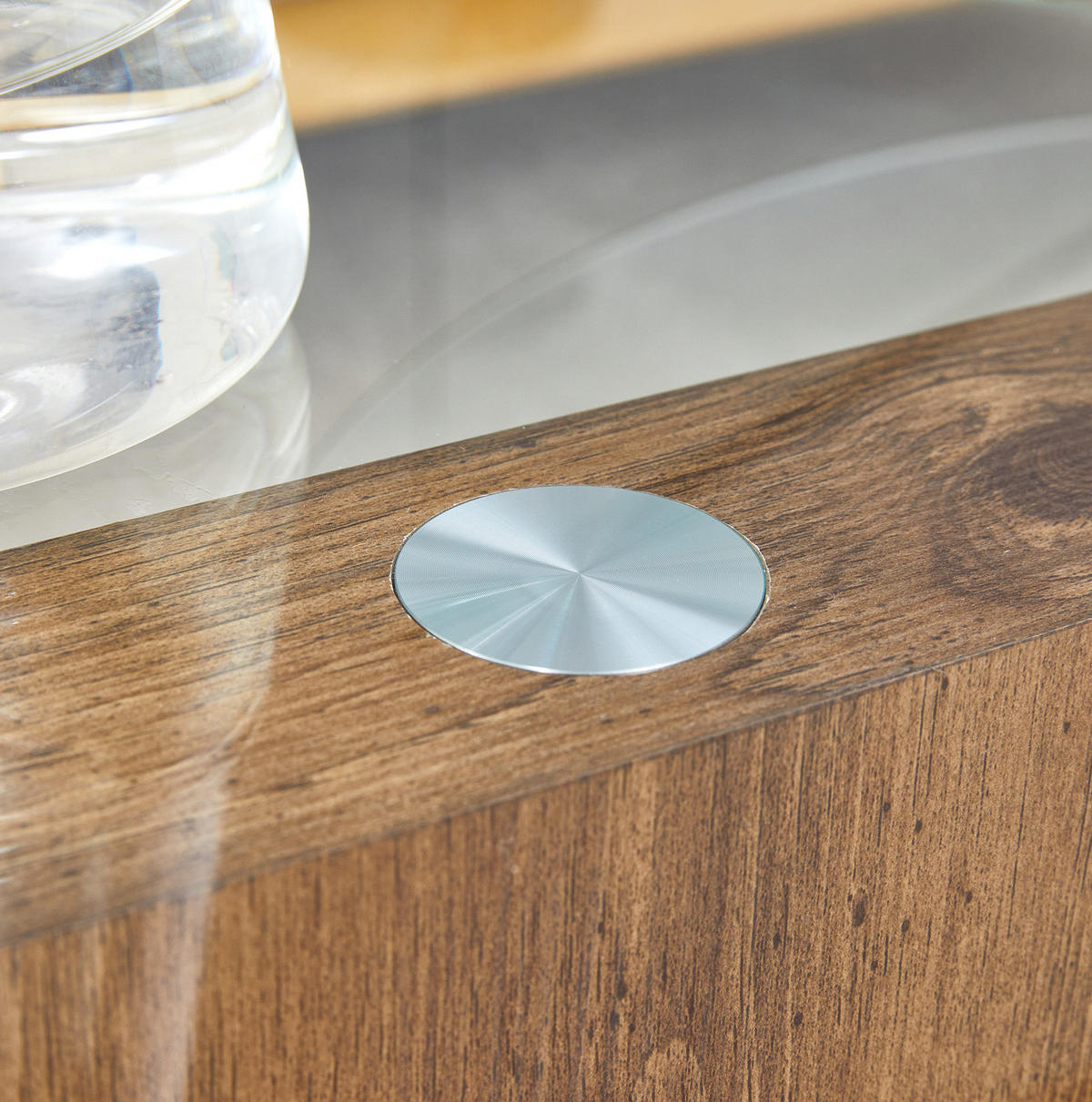 COUCHTISCH aus MDF und Glas Ø49,8 & 69,8 cm in Naturfarben mit Ablageflächen - Naturfarben, Glas (89.9/89.9/43.2cm) - Modfu