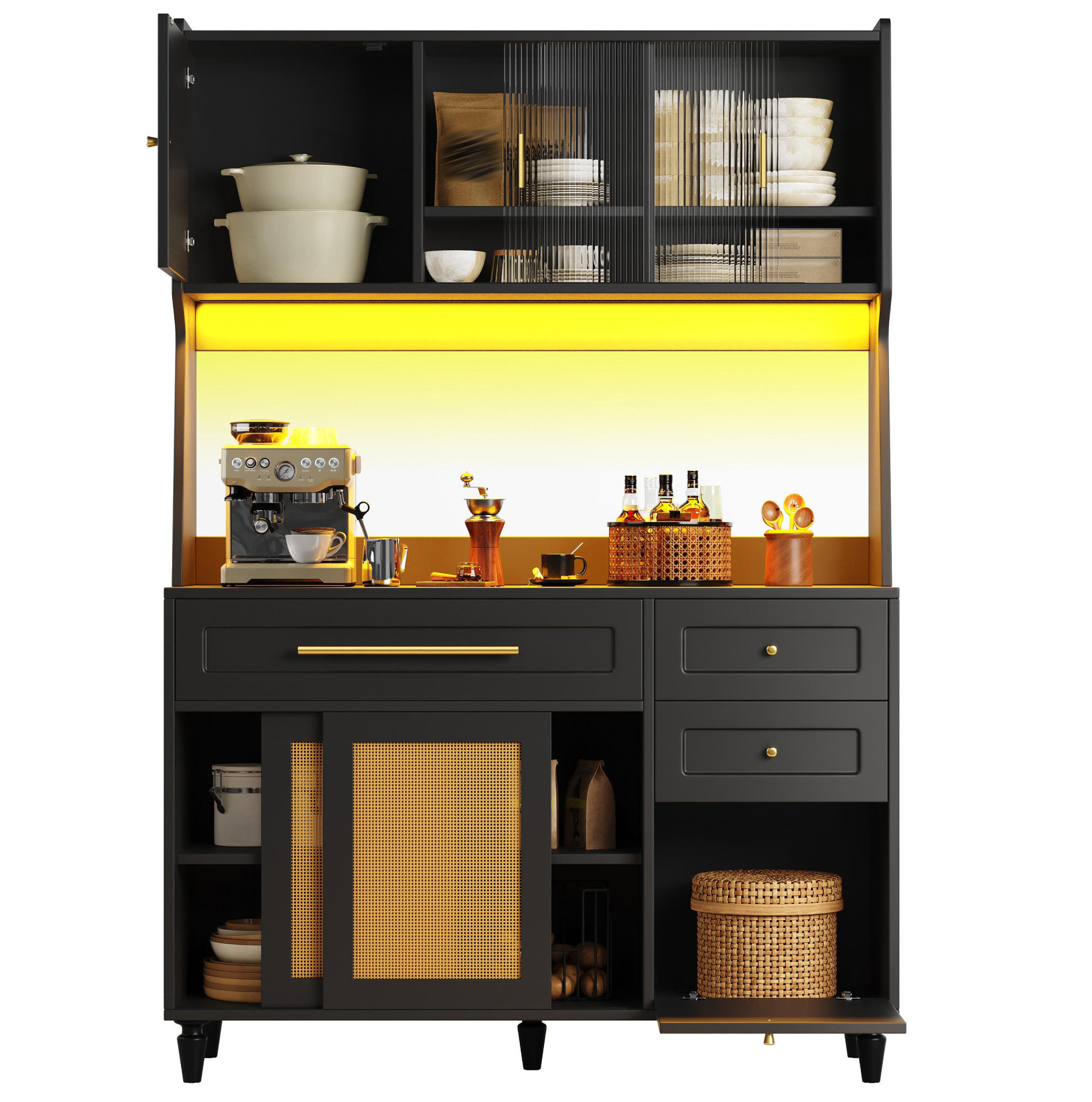 Okmyhome Anrichte Schwarz 45x195.5x120 cm