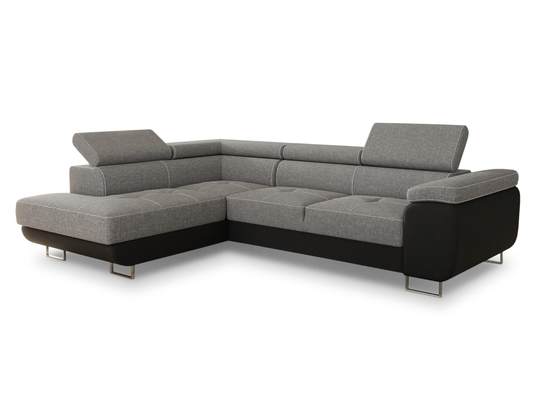 ECKSOFA Caris, Seite: Links - Hellgrau/Schwarz, Holz/Textil (273/203cm) - Sofnet