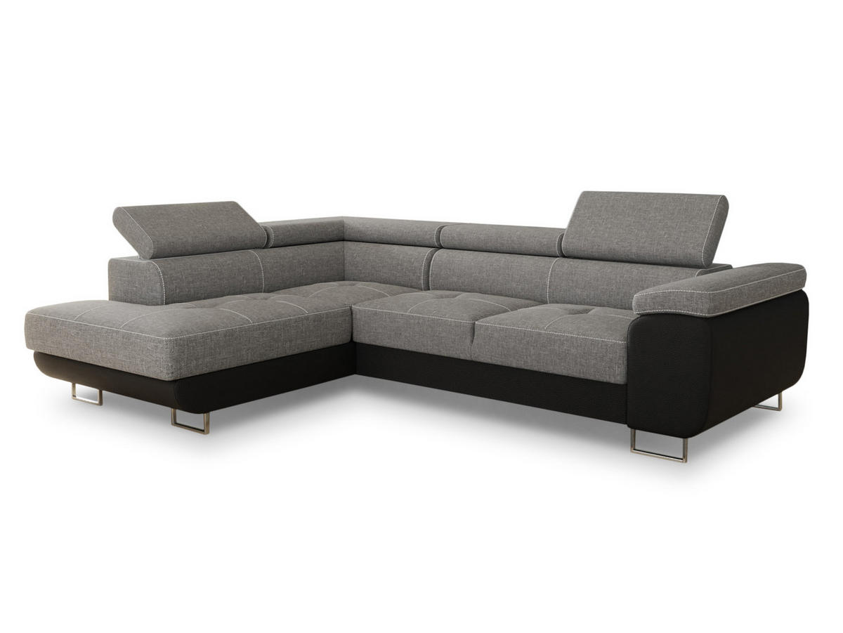 ECKSOFA Caris, Seite: Links - Hellgrau/Schwarz, Holz/Textil (273/203cm) - Sofnet