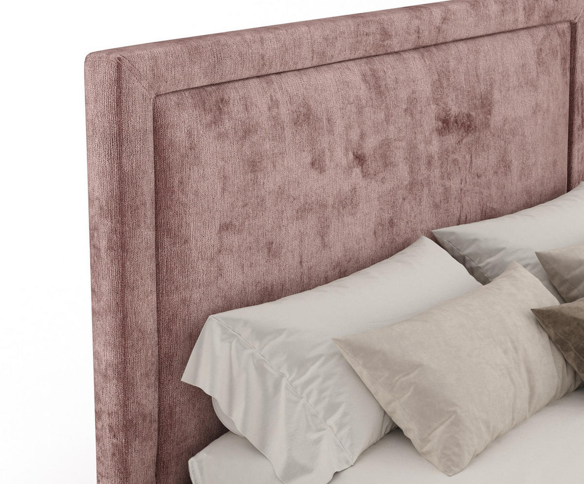 POLSTERBETT Ordina Rosa 160/200 cm im Chenille-Stoff - Pink/Schwarz, Holz/Holzwerkstoff (160/200cm) - Maison de Reve