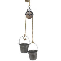 METALLEIMER mit Umlenkrolle Deko Set Silber Grau MB27 - Grau, Metall (38/137/19cm)