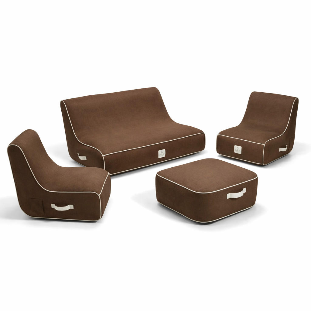 GARTENSET 4-tlg. Braun - Braun, Kunststoff/Textil - Coco Lounge