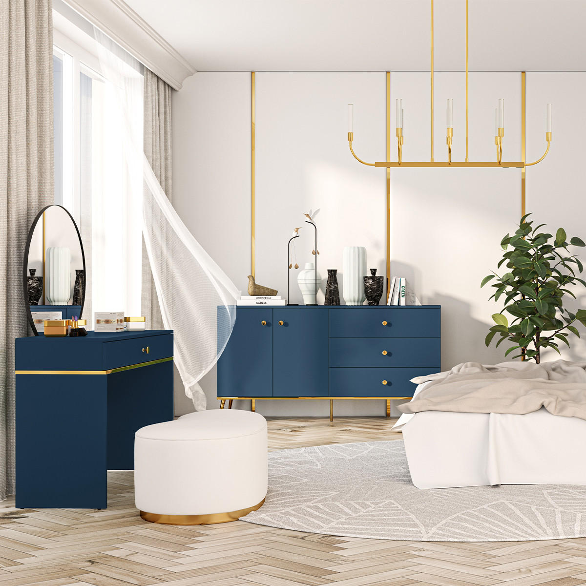 SIDEBOARD Thalia Blau - Blau, Holzwerkstoff (160/85/40cm) - Petits-meubles