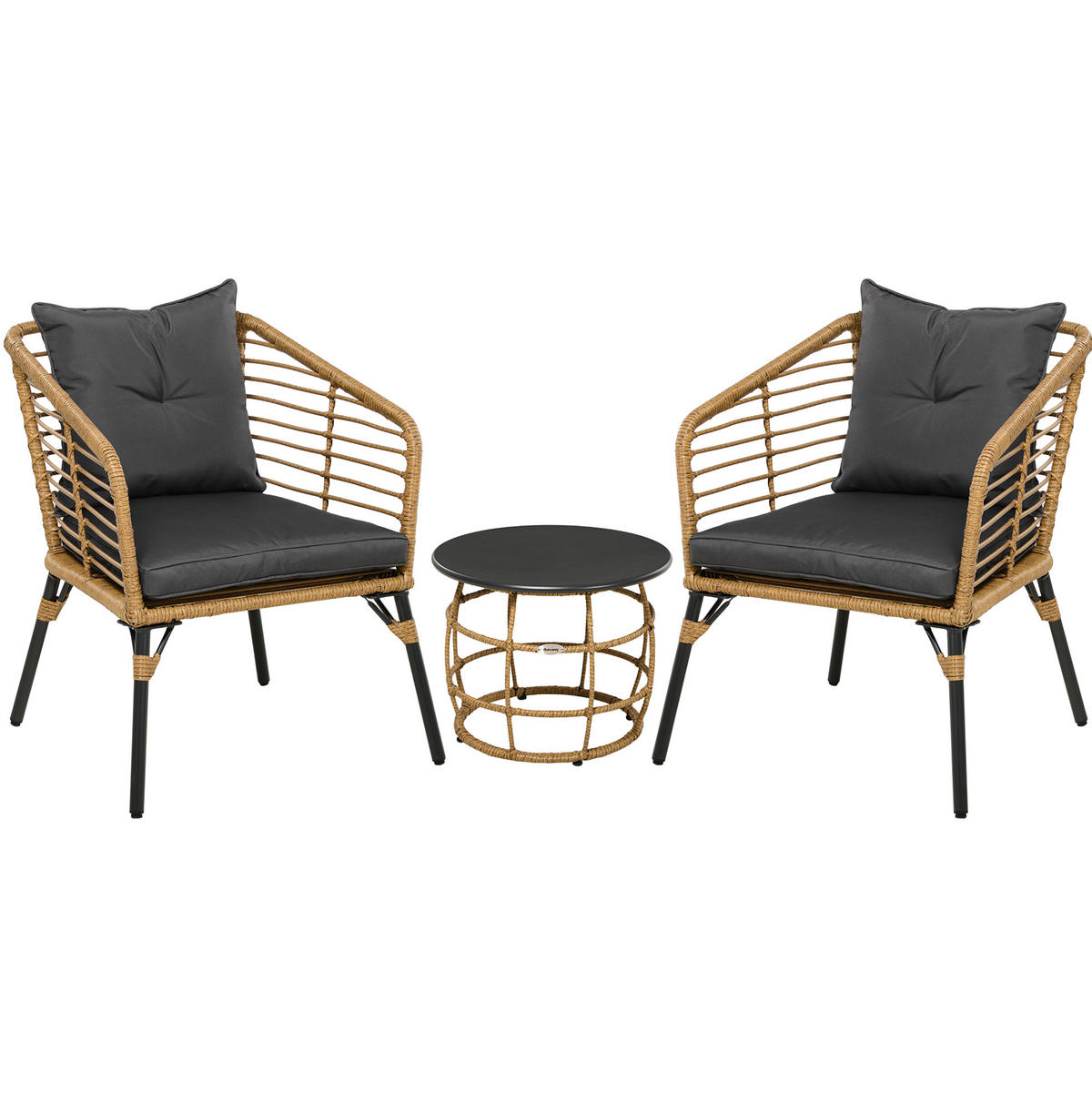 GARTENMÖBELSET aus Stahl 62x65x78cm sand mit tisch - Grau, Metall - Modfu