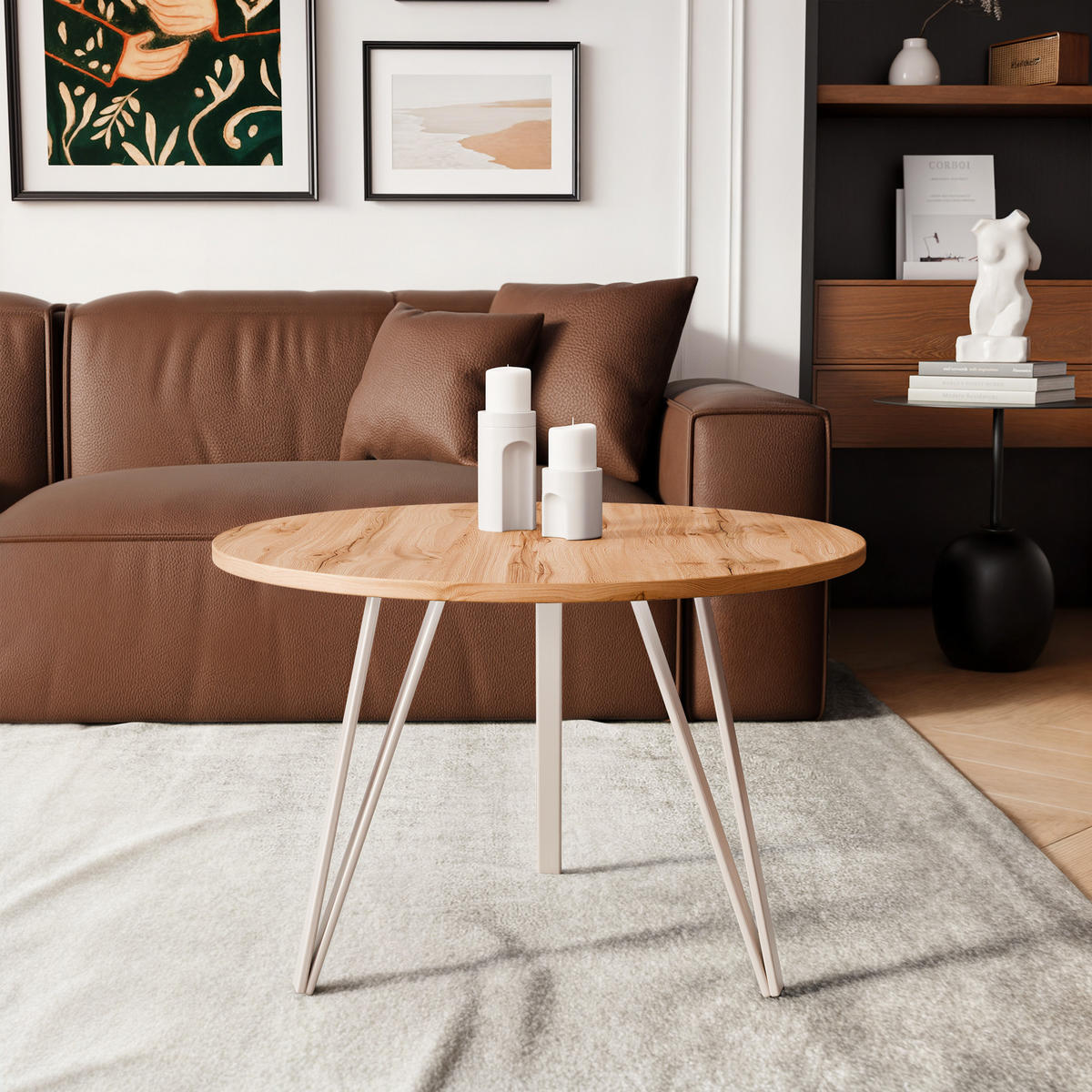 COUCHTISCH RIO mit Tischplatte in Eichenfarbe - Naturfarben, Holzwerkstoff (67/67/45cm) - Idohome