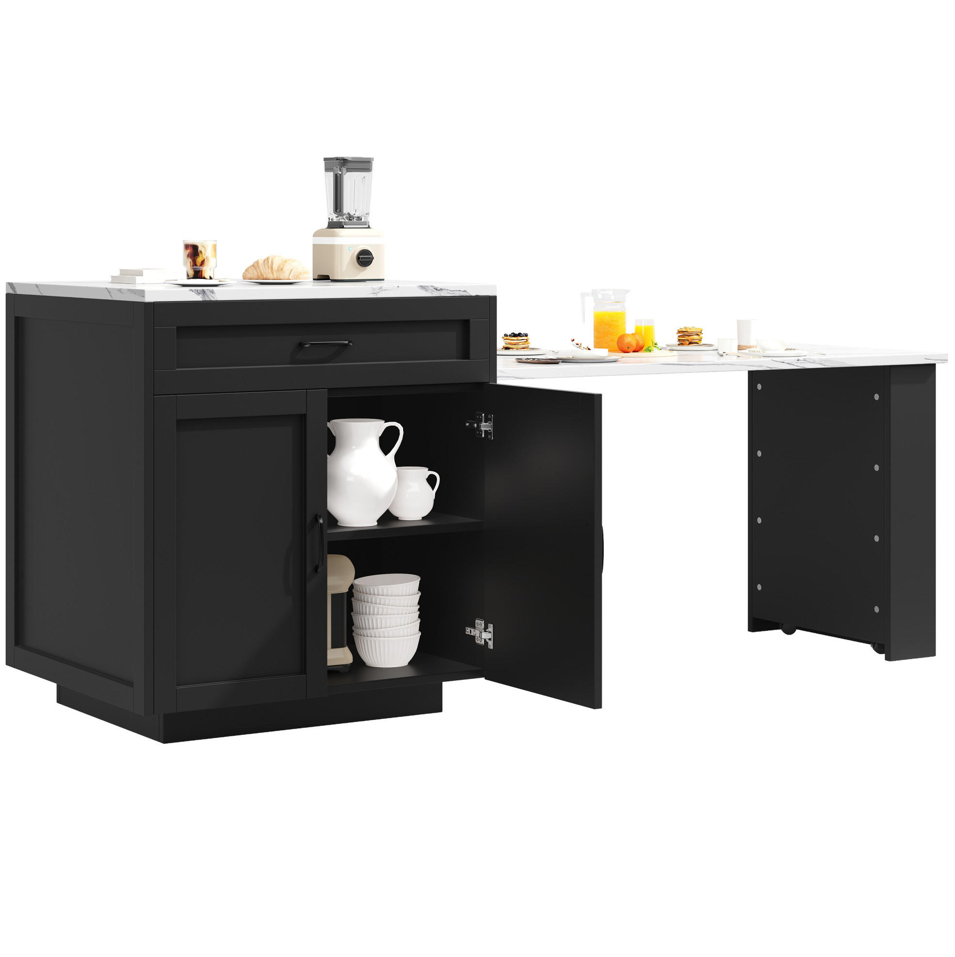 STEHTISCH ausziehbar mit Stauraum 98-204 x 70 x 93,5 cm Schwarz - Schwarz, Holz (70/93.5/204cm) - Beauniv